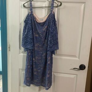 Vintage purple lace dress with light pink slip underneath